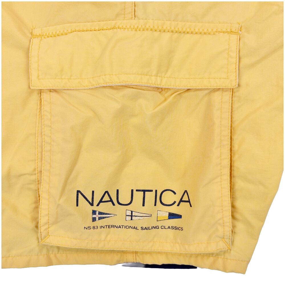 Nautica Swim Trunks Mens M Yellow Navy Colorblock VTG Y2K Board Shorts Lined - Picture 5 of 12